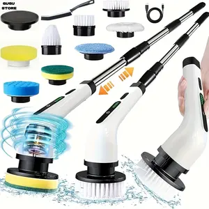 2026 New Electric Spin Scrubber, Powerful Brush for Bathroom, Bathtub, Shower, Floors, And Cars, USB Rechargeable, Dual-Speed Detachable Telescopic Handle, Comes with 8 Replaceable Brush Heads And 1 Gap Brush