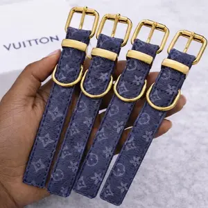 Black Louie v Dog Collar with Gold Buckle and Monogram Design for Stylish Pet Accessories