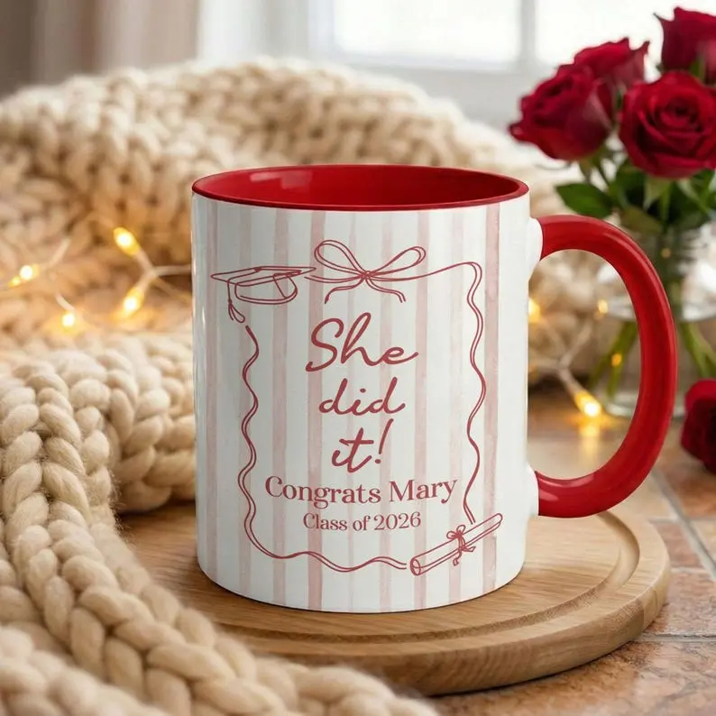 Personalized Graduation 11oz Accent Mug, Class of 2026 Gift for Her, Custom Graduate Coffee Cup, Senior 2026 Gift for Daughter, College Graduation