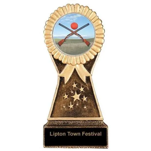 BuyAwardsandTrophies Sporting Clay Resin Stand Trophy - Plastic Trophy with Base, Awards and Trophies for Sports Competition, Prizes for Adults and Kids Brown