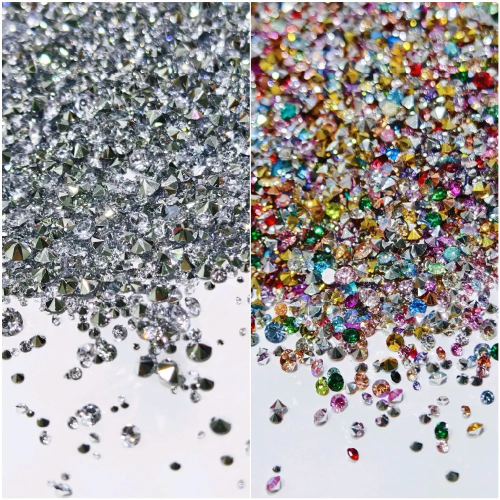 Color/Silver Pointed Back Mini Rheinstone For Nail Art DIY and More nail accessory custom hand rhinestone design live reveal Square glitter design decor fast shipping Manicure Colorful Crystal