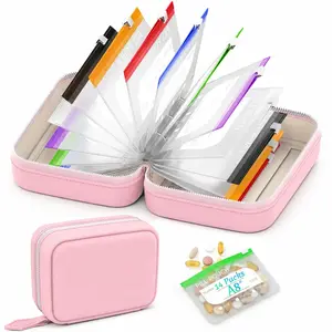 A8 Waterproof Pill Pouch Set, Large Weekly Pill Organizer with 14 Color-Coded Medicine Pouches, Reusable Travel Medicine Organizer, Zippered Pill Storage for Fish Oils, Vitamins, Vitamin Dispenser