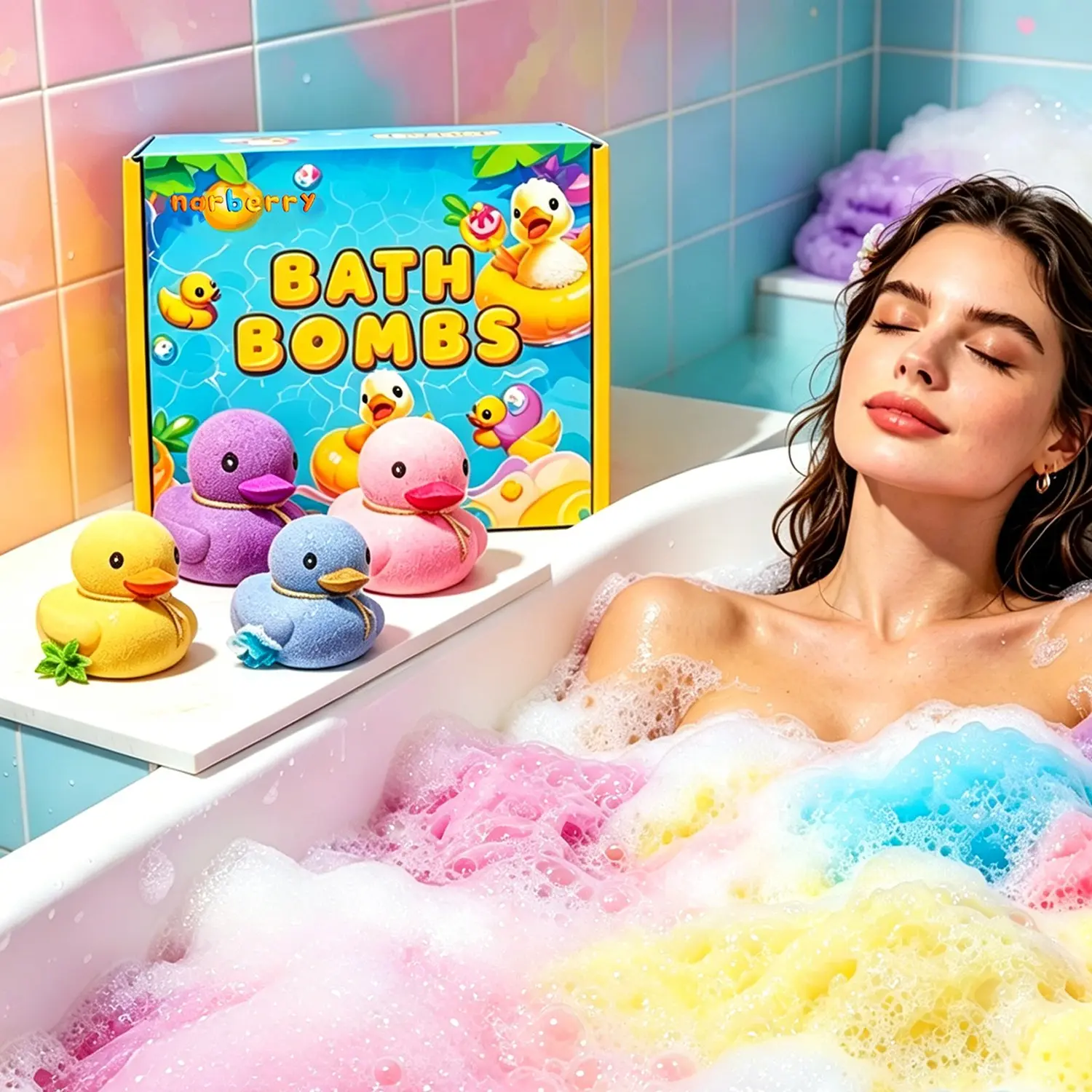 Rainbow Bubble Bath Bombs Set, Bath Bomb Gift, Colorful Foaming Bath Bombs, Bath Bubbles, Bubble Bath Fizzy, Stress Relief & Sleep Aid, Fragrant Bath Balls, Luxury Bath Essentials, Body Care, Body Hygiene Products