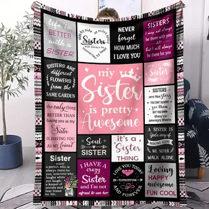 Letter Print Blanket, Flannel Throw Blanket, Comfortable Office or Bedroom Use, Ideal Gift for Girls and Friends, Family and Friendship Symbol