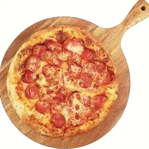 Acacia Wood Pizza Peel & Charcuterie Board, 12-Inch Round Cutting & Serving Tray with Handle, Versatile Cheese, Fruit, and Bread Paddle for Home and RV Use, Kitchen