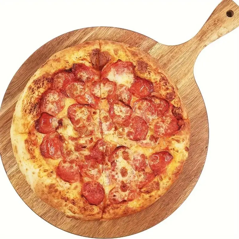Acacia Wood Pizza Peel & Charcuterie Board, 12-Inch Round Cutting & Serving Tray with Handle, Versatile Cheese, Fruit, and Bread Paddle for Home and RV Use, Kitchen Utensils