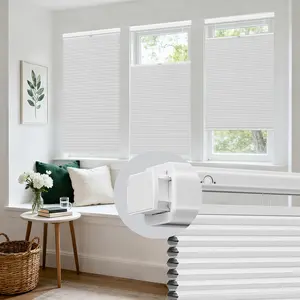 Allesin Zen No Drill No Tools Top Down Bottom Up Cellular Shades,Blackout Cordless Window Blinds for Indoor Windows,Easy to Install Honeycomb Blinds
