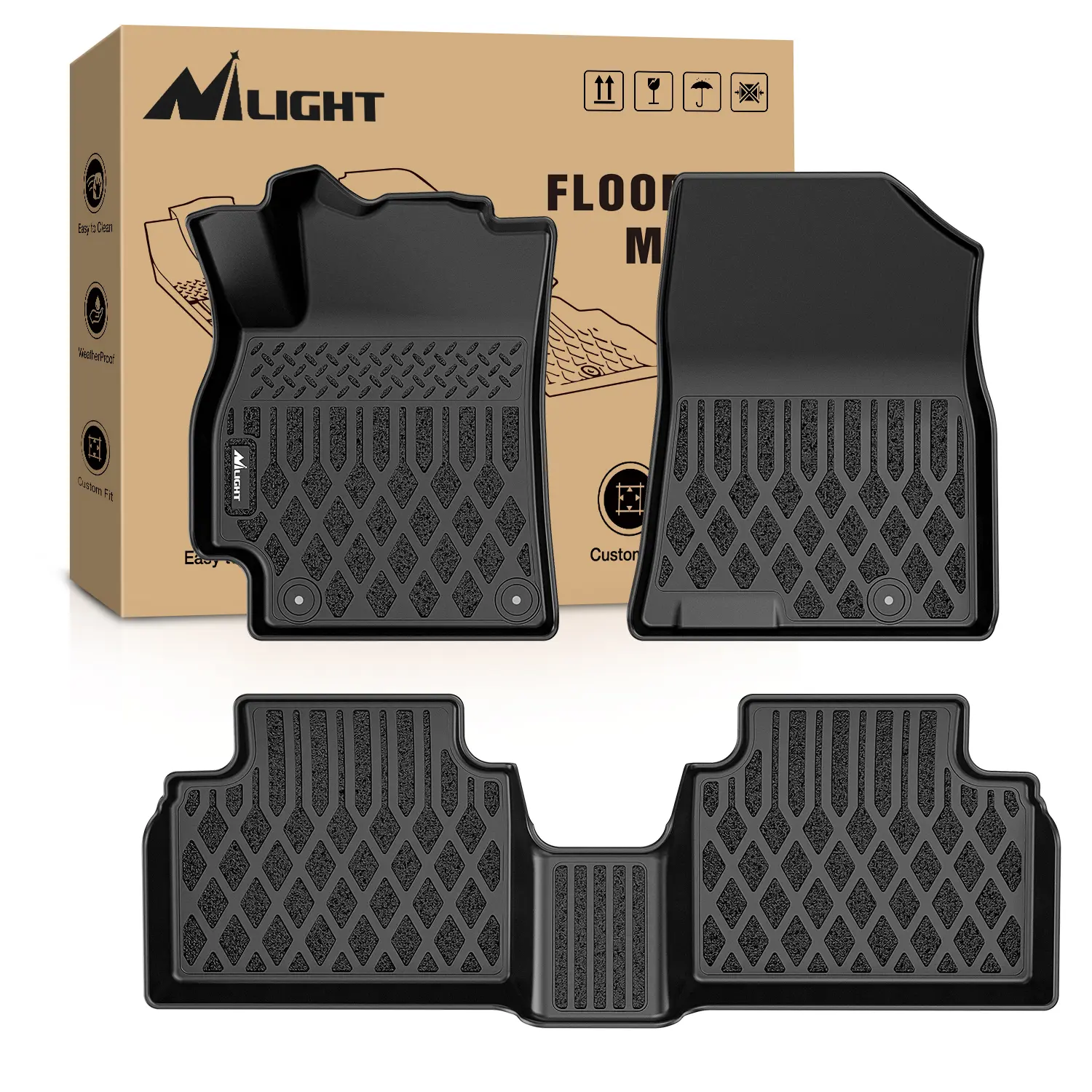 Nilight Custom Fit Floor Mats for Kia K4 2025-2026, All-Weather Heavy Duty CNC Cut Floor Liners, Waterproof, Includes Clips