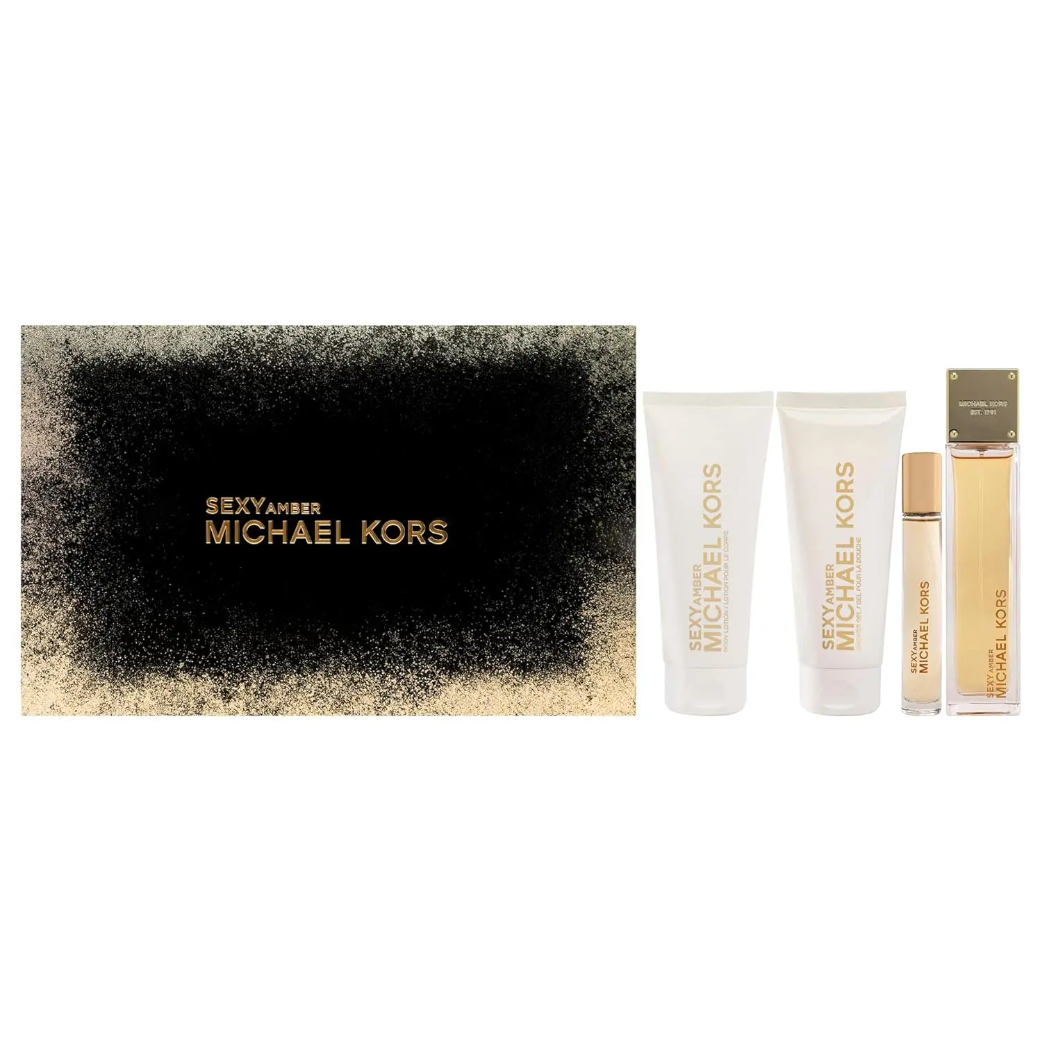 Michael Kors Sexy Amber 4-Piece Gift Set | Eau de Parfum 3.4 oz + Mini EDP + Body Lotion + Shower Gel