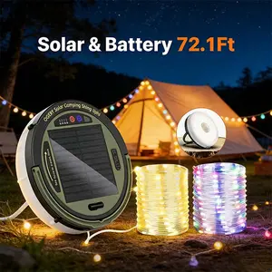 OGERY Solar Outdoor Lights Ultra-Long 72.1ft Retractable LED String Lights High Brightness Energy Saving with 5400mAh Big Battery, Solar and Battery Dual Powered Waterproof Outdoor Lights Perfect for Patio, Balcony, Garden, Outdoor Events, Camping