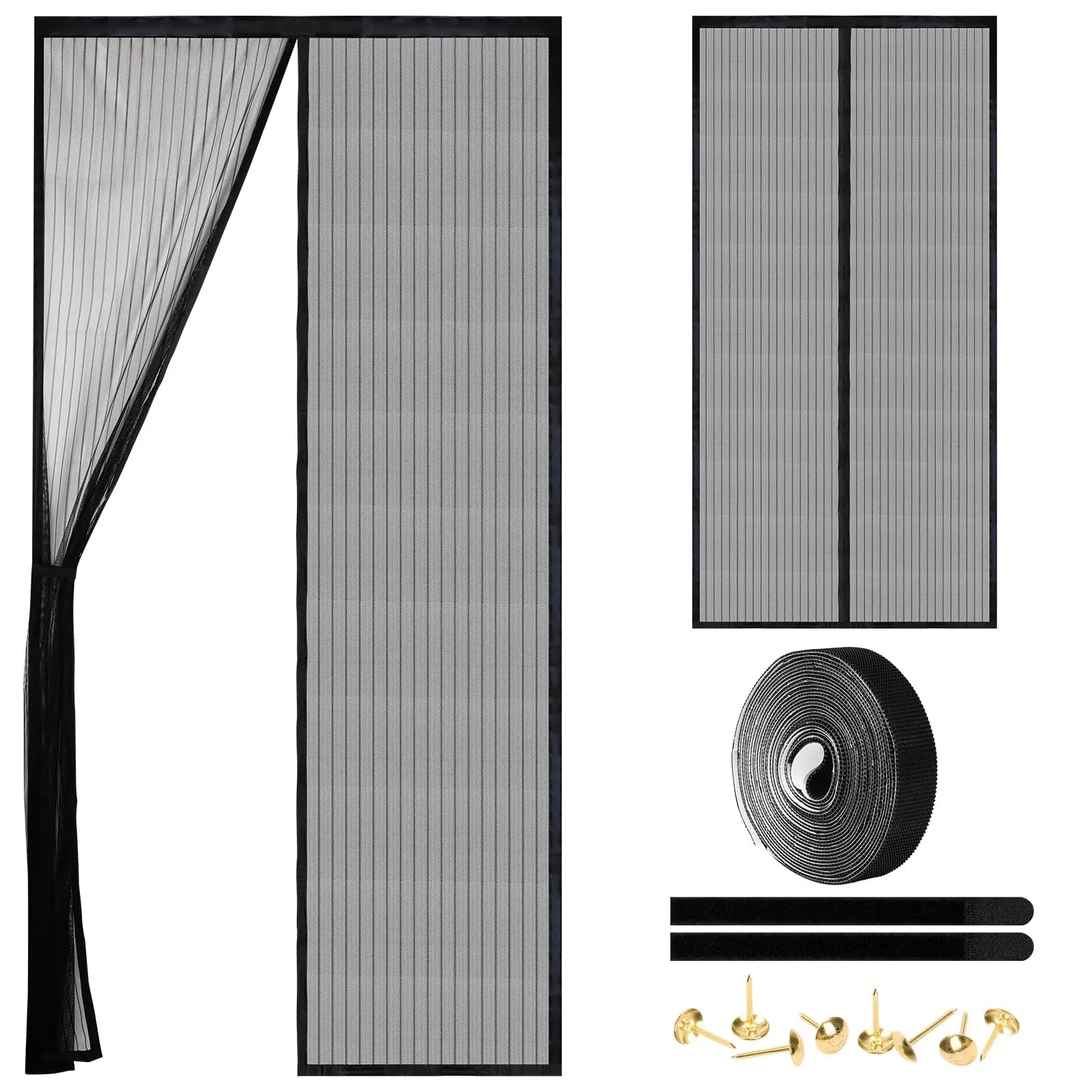 Magnetic Screen Door, Self Closing Mosquito Mesh Door Curtain with Strong Magnets, Hands Free Bug Screen Door, No Drill Installation for Home, Patio and Pets