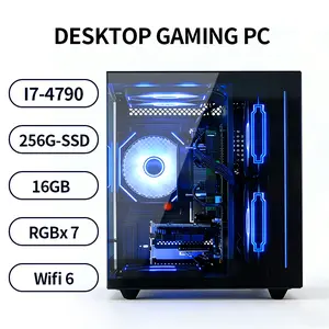 Suevery Prebuilt Gaming Desktop Tower PC - Intel Core i7-4790 3.6GHz, 16GB DDR4 RAM, 256GB SSD, 7 RGB Fans, WiFi 6, HDMI/VGA Ports