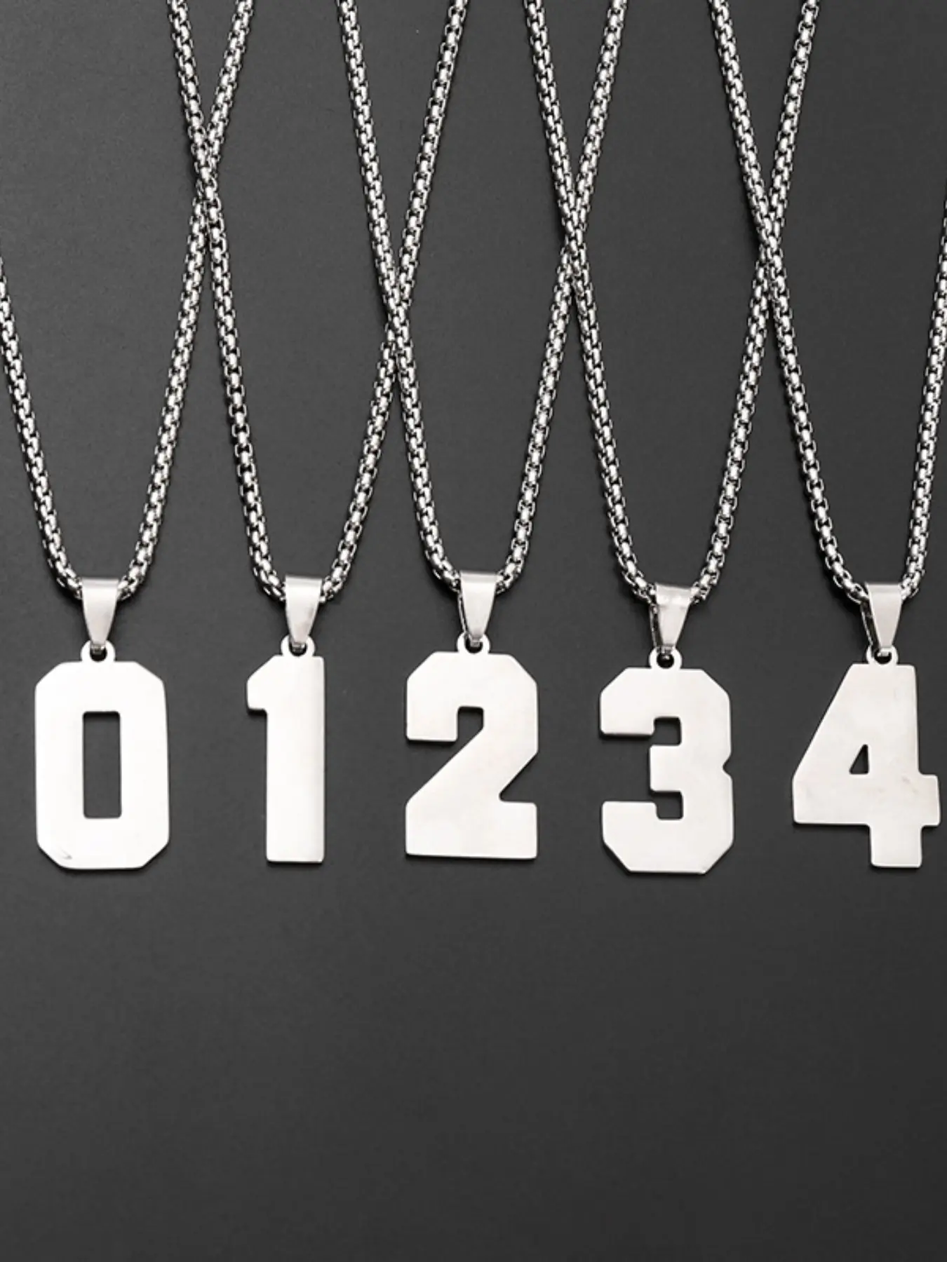 0-9 Men Athletes Number Pendant Necklace Stainless Steel Sports Number Pendant Long Chain Necklaces Minimalist Chain Necklaces for Boys Baseball Basketball Football Team Jewelry Gifts Durable Jewelry Costume Jewelry Necklace Fashion Accessories