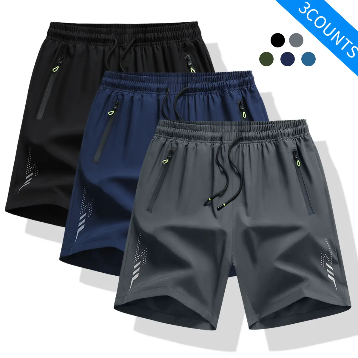 Men's Stretchy Shorts for Training - Quick-Dry, Lightweight Knee-Length Spandex with Pockets for Gym and Summer Wear, Sporty Shorts, Training Shorts