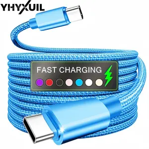 60w Type C Charger Fast Charging USB to Type C Cable, Braided Super Fast Charging for Samsung, iPhone 17, 16, 15, iPad, Xiaomi, Oneplus, Cellphone, Smartphone