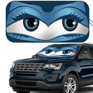 1Pc Cute car sunshade, UV protection, roll-up, polyester, foldable, Sunshade Cover, car sunshade interior accessory, windshield protection, universal sunshade, suitable for cars and sedans, all-season interior decoration