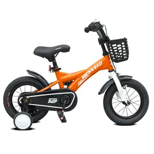 12 14 16 inch children's bicycle with training wheels, front V-shaped brake and coaster brake, basket