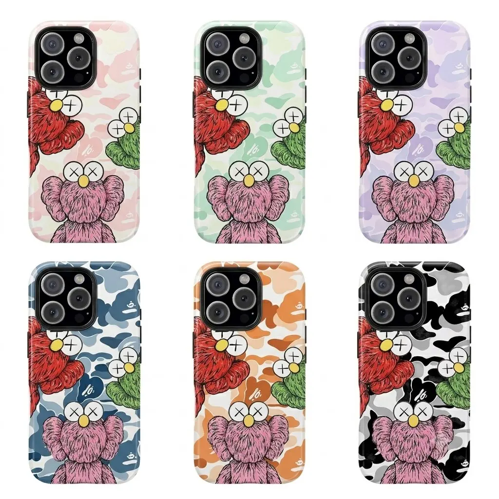KAWS themed trendy phone case with street graffiti design, suitable for iPhone 17-11 Pro Max/Plus