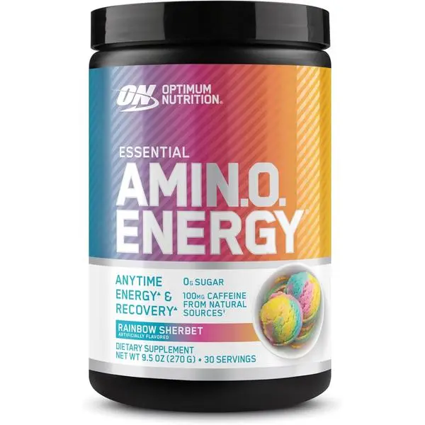 Optimum Nutrition New Flavor Amino Energy - Pre Workout with Green Tea, BCAA, Amino Acids, Keto Friendly, Green Coffee Extract, Energy Powder - Rainbow Sherbet, 30 Servings (Packaging May Vary)