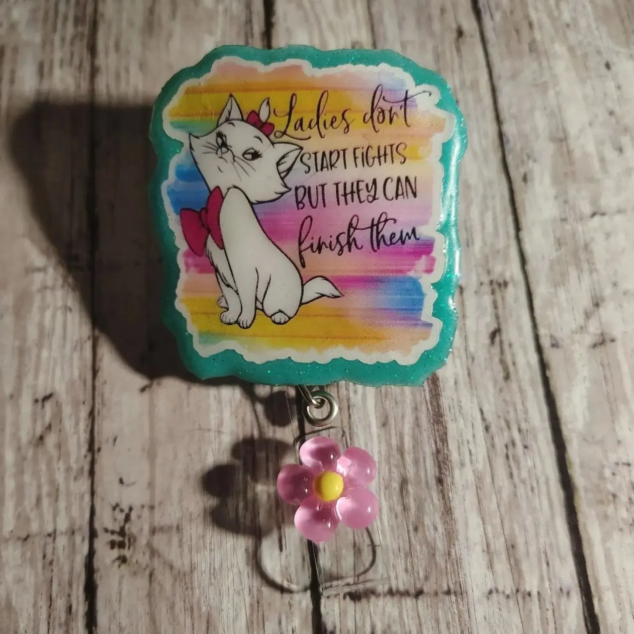 Aristocats a Lady doesn't start fights badge reel, retractable Cute gift