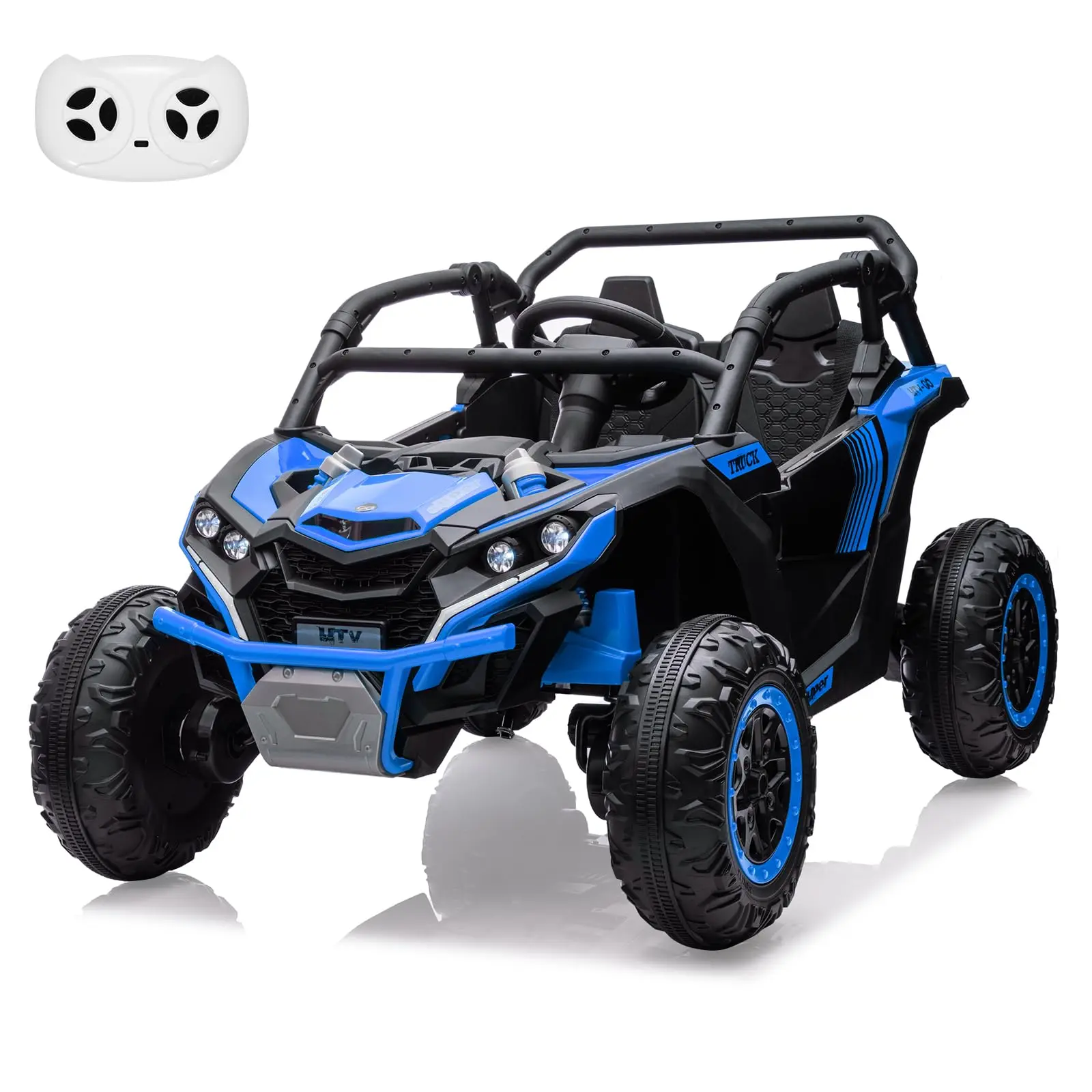 GARVEE 24V 2-Seater Electric Off-Road UTV Ride-On Vehicle with 4WD, Remote Control, LED Lights, Four-Wheel Shock Absorption, 3 Speeds, Horn, and Music - Blue