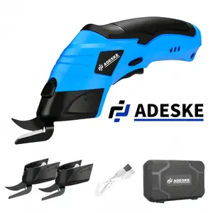 ADESKE cordless electric scissors, equipped with two alloy tungsten steel blades, are suitable for cutting cardboard boxes, fabrics, and carpets. Comes with a beautiful storage case.