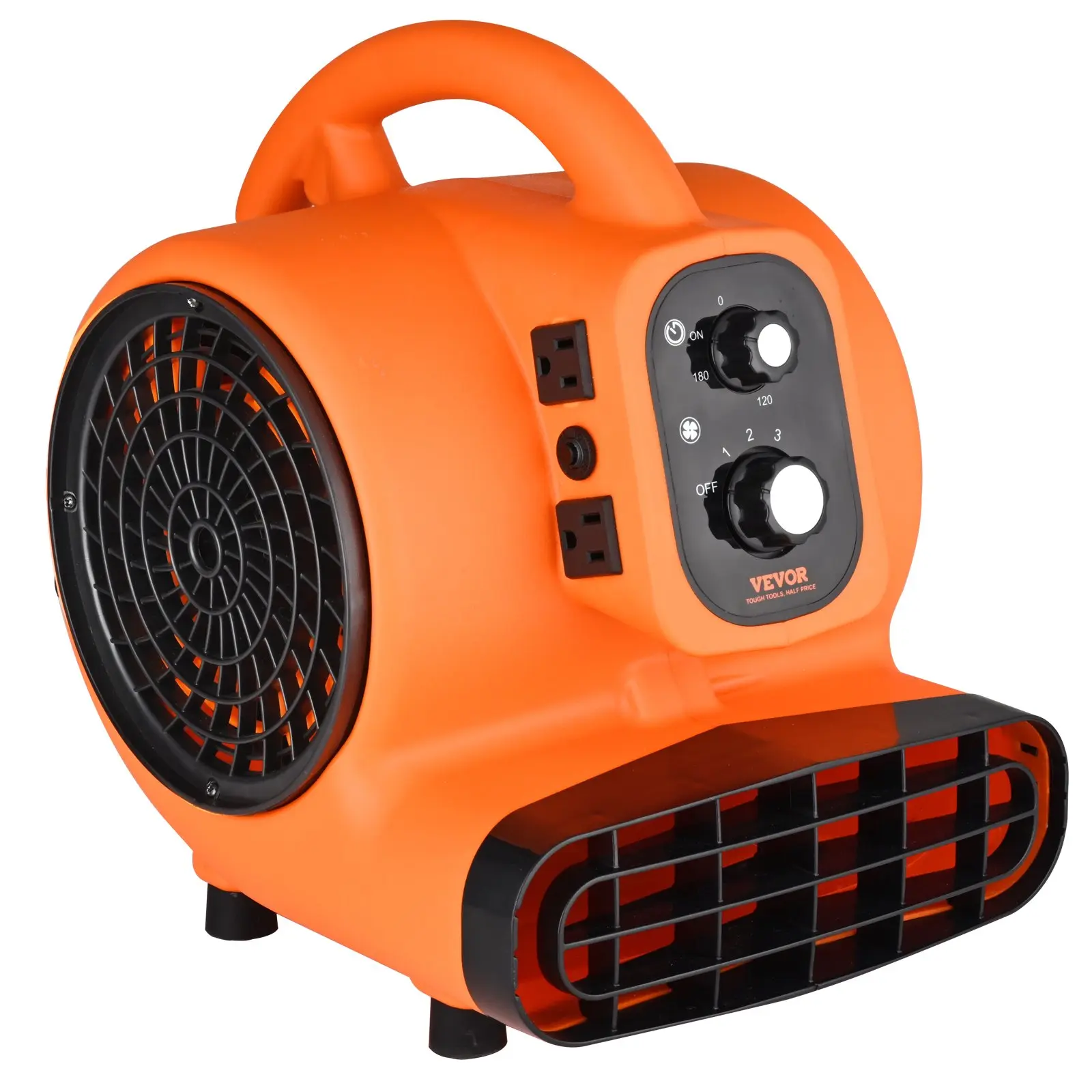 【Summerfinds】VEVOR Corded Floor Blower, 1/4 HP High-Capacity 1000 CFM Air Mover, Timer, Adjustable Speed, 4 Blowing Angles, 115V Line-Voltage 60Hz, 10 Ft-3 M Reach, Portable Carpet Dryer Fan, ETL Listed for Garage Drying, Cooling