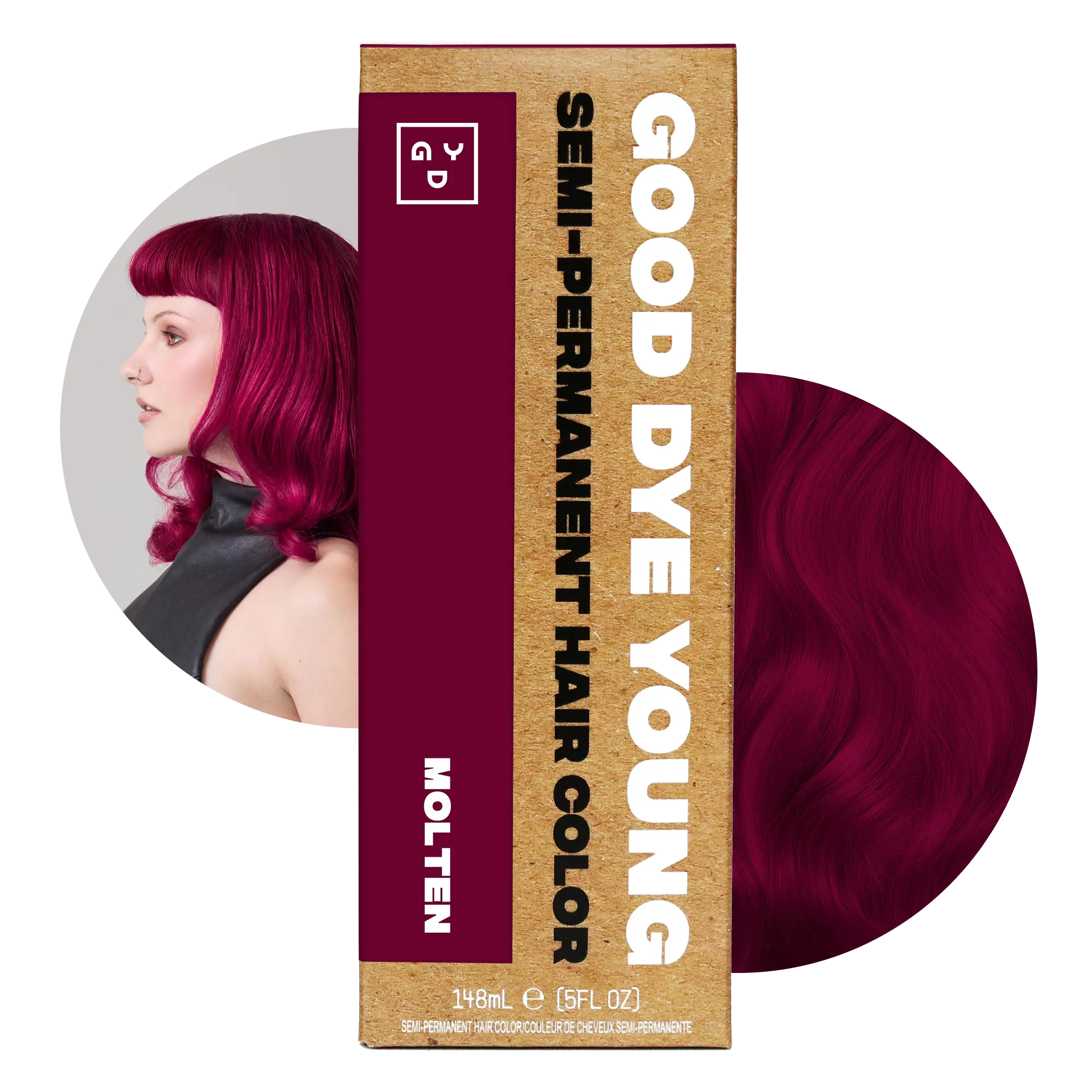 Cherry Red Semi-Permanent Hair Dye – Good Dye Young Molten | Vegan, Cruelty-Free, Non-Damaging, Conditioning, Hair-Healthy Formula | 12–16+ Washes