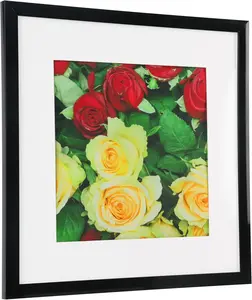 Modern Square Black Plastic Photo Frame - 1 Pack, 8x8 in Size, Displays 4x4 in Pictures with Mat or 8x8 in Without Mat, Wall-Mountable for Certificates, Home Decor