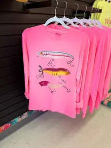 Fishing Tackle Neon Pink Beach Wash Port & Co Long Sleeve, Summer Tshirt, Trendy Tshirt, Viral Tshirt, Fish Shirt, Girl Fish Shirt