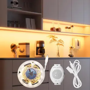 USB Powered Human Sensor LED Strip Light, 5V Low Voltage DIY Cuttable Wall Mounted LED Light Strip, LED Ambient Light for Cabinet, Shelf & Room Decor