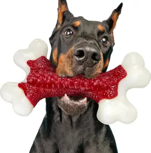 Beef-Flavored Hard Nylon Bone for Large and Medium Breeds (20-80 lbs), Red Interactive Multi-Tier tiktokshopspringglowup