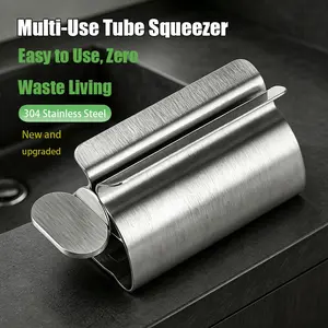 304 Stainless Steel Toothpaste Dispenser, Manual Rotating Lotion Squeezer, Creative Soap Holder, Bathroom Counter Organizer, Child-Friendly, No Drilling