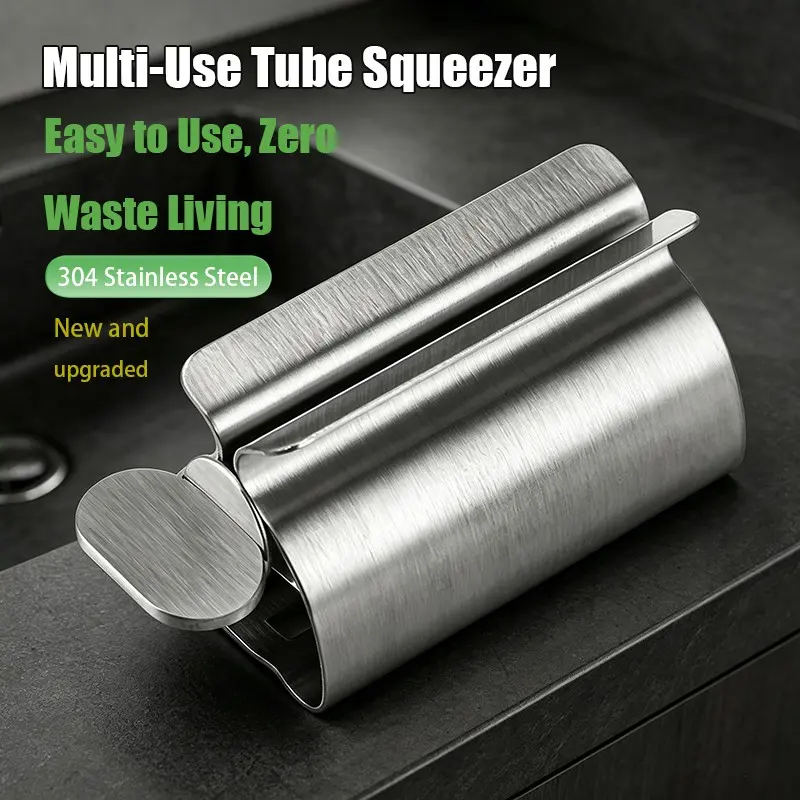 304 Stainless Steel Toothpaste Dispenser, Manual Rotating Lotion Squeezer, Toothpaste Squeezers, Creative Soap Holder, Bathroom Counter Organizer, Child-Friendly, No Drilling