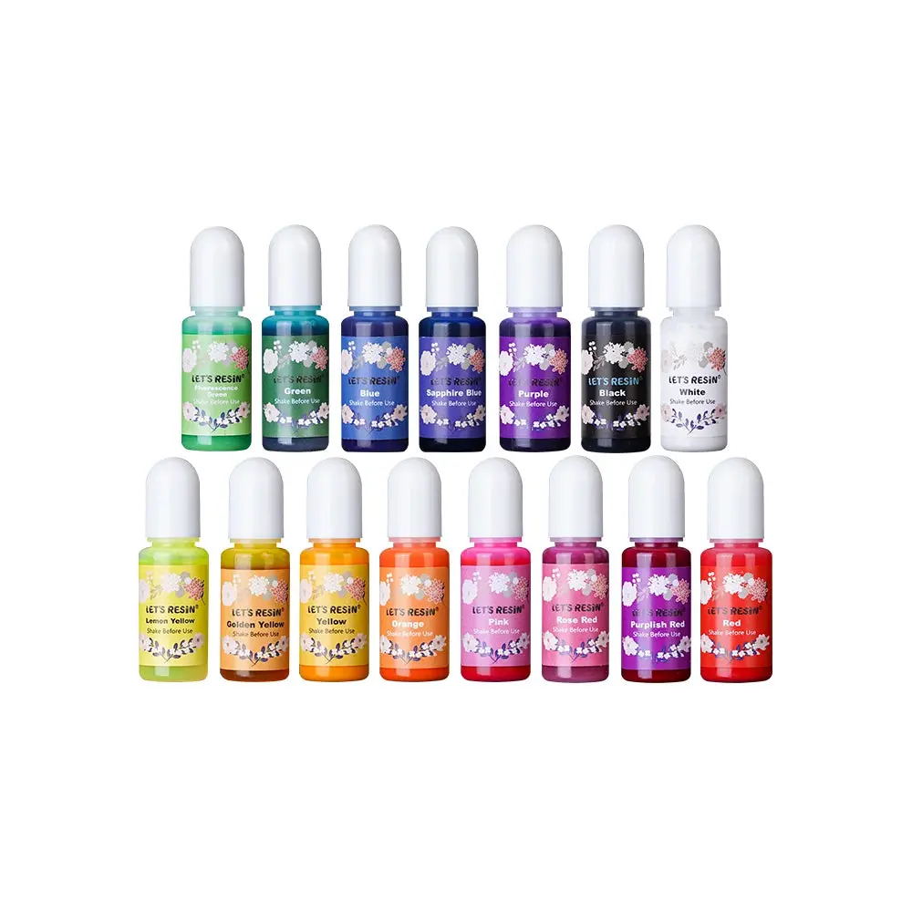 LET'S RESIN Epoxy Resin Dye,15 Color Translucent Epoxy Resin Pigment | Odorless Concentrated Resins Paint Each 0.35oz,Liquid Resin Colorant for Resina Coloring,Resins Molds