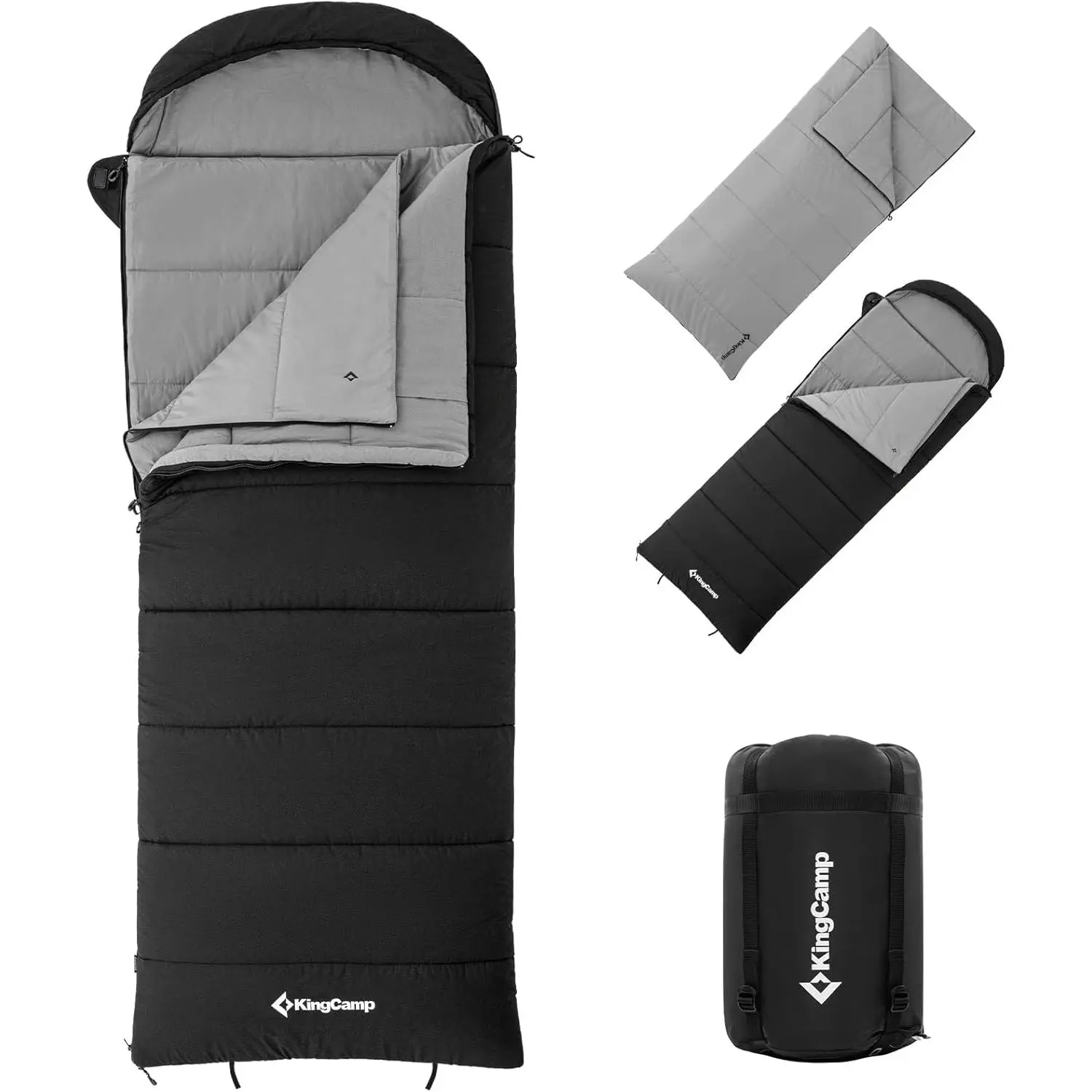 KingCamp 3-in-1 Camping Sleeping Bag for Big & Tall Adults, XL Size Lightweight Hiking/Light Outdoor Bag with Removable Blanket, Waterproof Flannel Lining, Cold-Warm Weather Versatility, Camping Sleeping Bags
