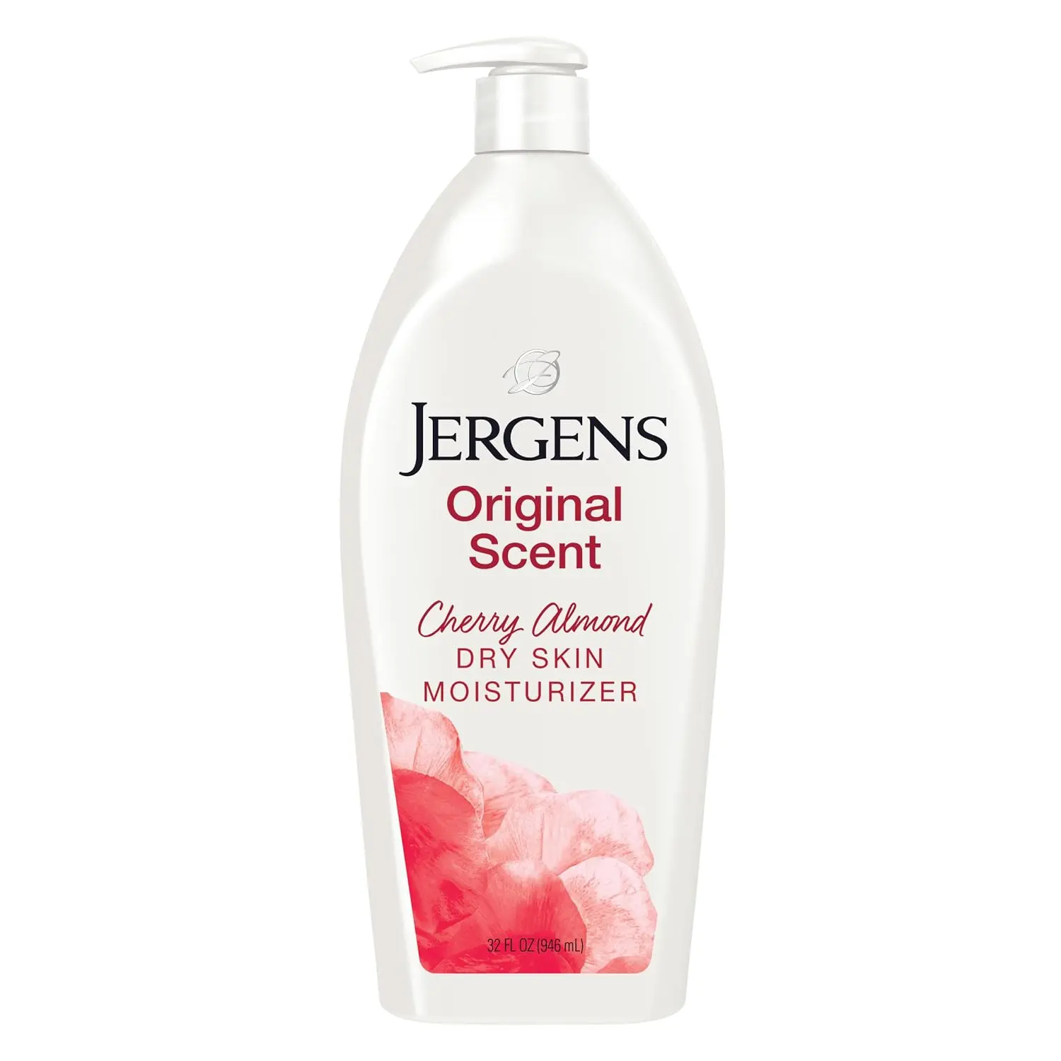 Jergens Cherry Almond Hand & Body Lotion, Dry Skin, 32 fl oz | Fast-Absorbing Moisturizer, Vitamins E, C & B5, Softens Dry Skin, Dermatologist Tested, Cherry Almond Scent