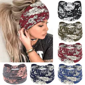 Female 6-Pack Wide Knotted No-Slip Soft Turban Headbands, Boho African Solid Color Hair Accessories for Yoga & Workout (Sports Headbands for Sports & Outdoor Use)