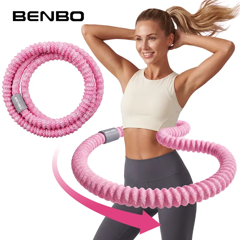 Spring-Loaded Weighted Hula Hoop Portable Silent Anti-Pinch Design for Core Muscle Training Compact Size，Anti-Pinch Fitness Hoop for Women and Men, Core Muscle Training Waist Workout Hoop, Compact Exercise Hoop for Home Gym,Easy to Carry