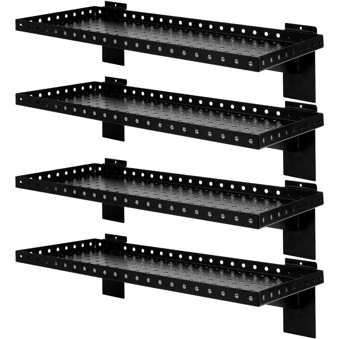 Slatwall Shelves 24x10 Inch, Slatwall Accessories for Retail, Garage, Home Storage, Heavy Duty Slat Wall Hanging Shelf (4, Black)