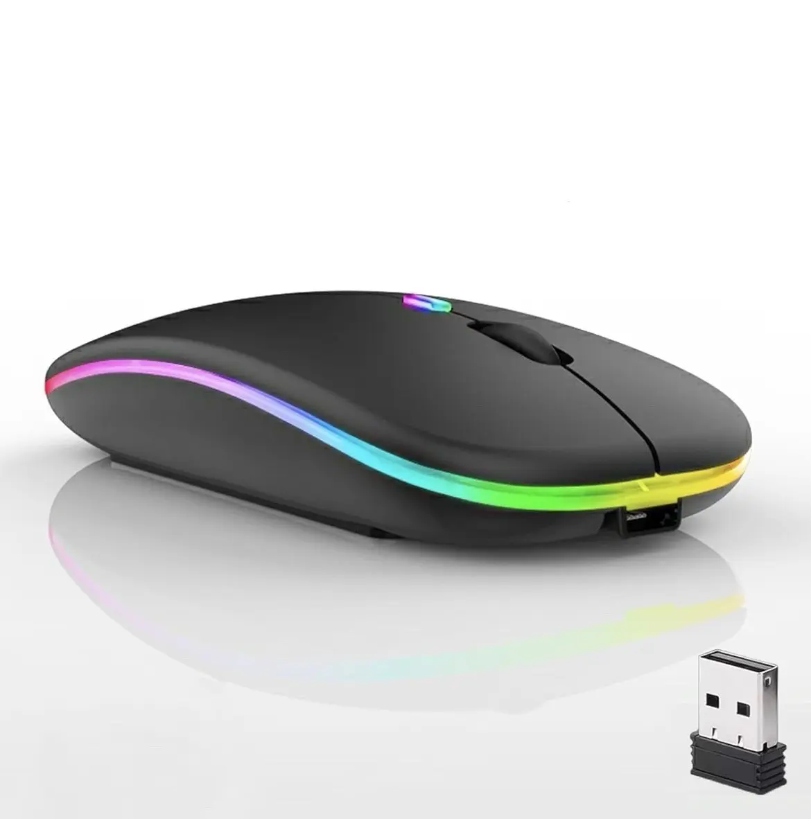 Wireless Bluetooth Mouse,LED Dual Mode Rechargeable Silent Slim Laptop Mouse,...