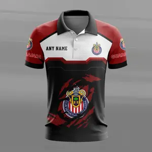 LIGA MX Chivas Guadalajara Personalized Name MultiColor Polo Design ST2603