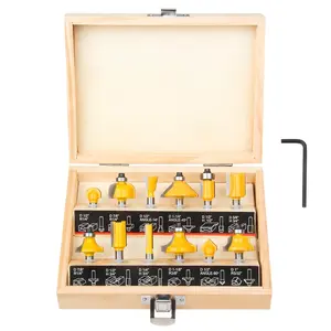 Router Bits Set 1/4 Inch Shank -  12 count 1/4" Tungsten Carbide Router Bits, Woodwork Tools