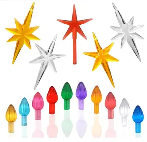 Ceramic Christmas Tree Replacement Lights/Bulbs, Ceramic Tree Medium Multicolor Twist Light Ornaments(117 Bulbs+5 Topper Star)