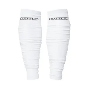 Battle Football Leg Sleeves - White Scrunchie Design, 4-Way Stretch Spandex, Washable, Pair