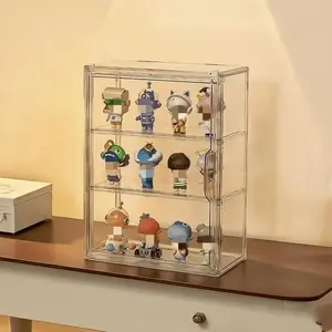 3-Tier Transparent Display Cabinet with Magnetic Door — Acrylic Construction, No Assembly Required — Ideal for Stores, Home Offices, Collectibles, Shop Windows, Minimalist Decor, Retail Shops, and Gift Shoppers