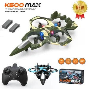K500 MAX RC Plane Fighter 2.4G Remote Control Stunt Glider 360 ° Rolling Flight Flying EPP Foam Airplane with LED Toys for Kids