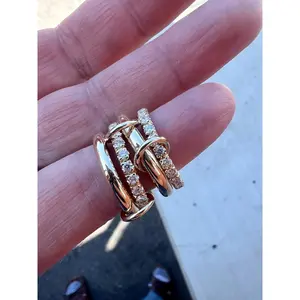 "14K Solid Gold Stacking Ring Set - 2.5mm Wide Real Diamond Accent Rings (Non-Hollow Luxury Jewelry)"