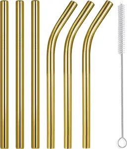 8.5" and 10.5" Big Smoothie Straws & Milkshake Straws, 6 Pack -grade Stainless Steel Straws 0.4" Wide Mouth Straw for Smoothie, Milkshakes, Thick Drinks,  Metal Straws