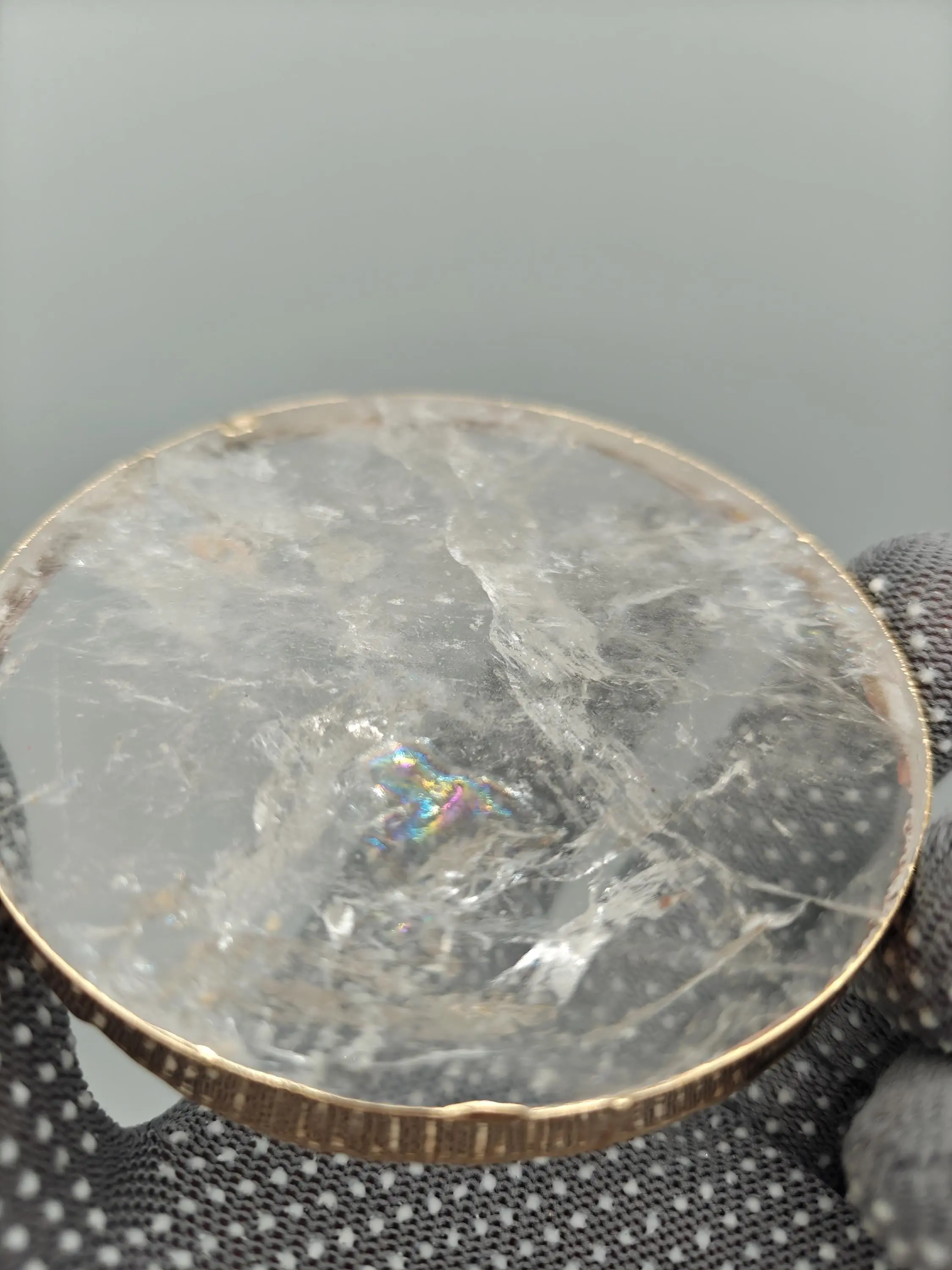 Water Clear Quartz Coasters with Natural Rainbows | Set of 4 | 5.1-5.6 oz Each | Crystal Home Décor